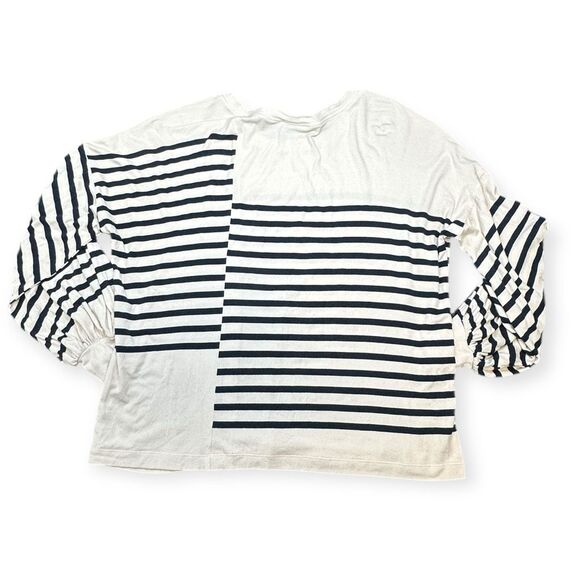 CABI Women’s Cream and Navy Long Sleeve Boxy Striped Tee Size Small Style #4237 - Picture 3 of 6